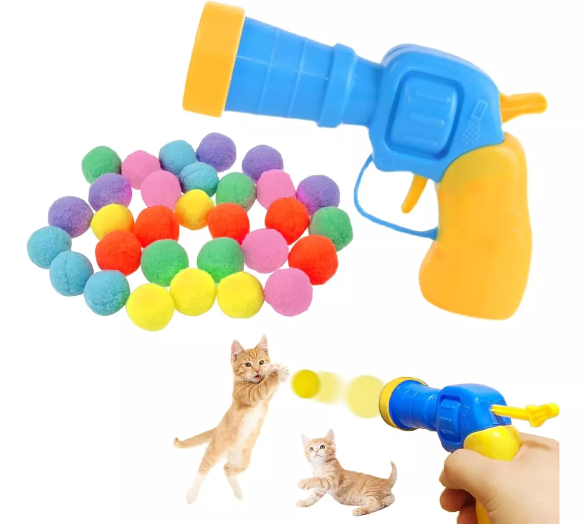 JUGUETES PARA GATOS INTERACTIVO PISTOLA LANZADOR DE PELOTAS - 1