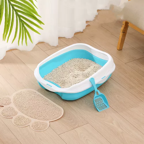 CAJA ARENEROS BAÑO SANITARIO PARA GATOS CIRCULAR CON PALA CELESTE - 1