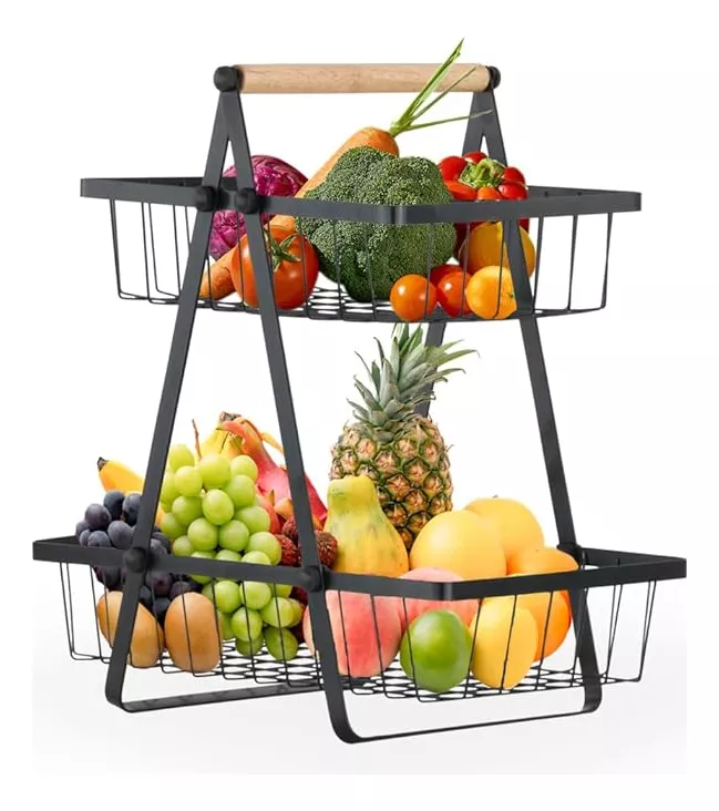 ORGANIZADOR CESTA COCINA MULTIUSO FRUTERO 2 NIVELES - 1