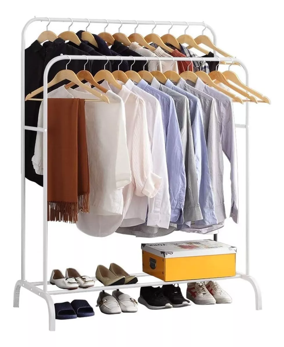 PERCHERO COLGADOR DE ROPA ACERO INOXIDABLE DOBLE COLOR BLANCO - 1