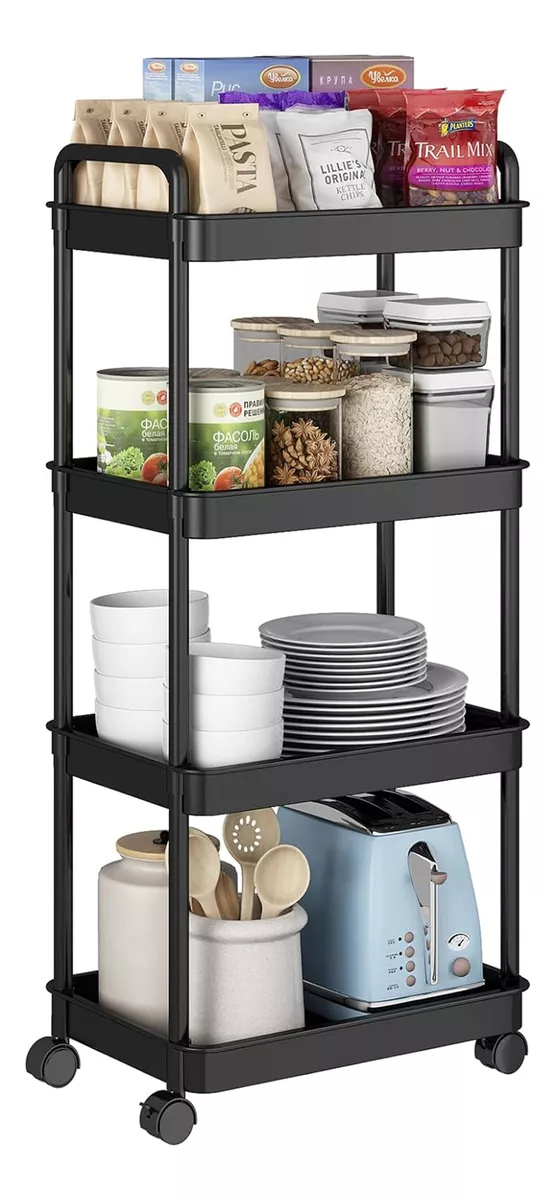 CARRITO DE ALMACENAMIENTO DE 4 NIVELES CON ASA, COCINA, BAÑO - 1
