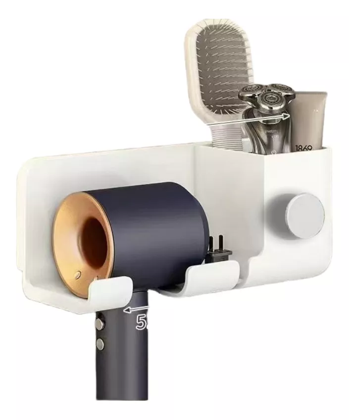 SOPORTE PORTA DE ALMACENAMIENTO PARA SECADOR DE PELO BLANCO - 1