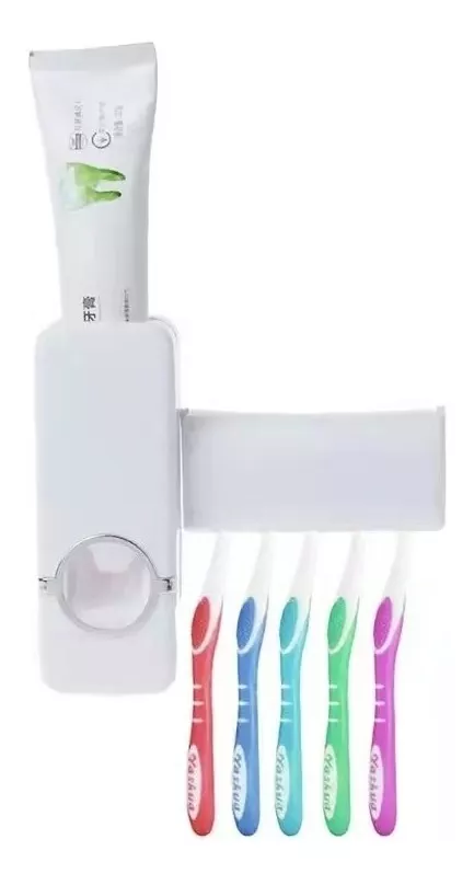 DISPENSADOR AUTOMÁTICO PASTA DIENTES PORTA CEPILLO - 1