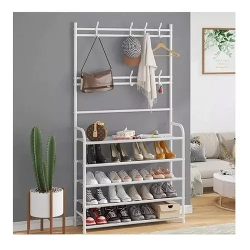 ORGANIZADOR ZAPATERO COLGADOR PERCHERO 5 NIVELES 5 GANCHOS COLOR BLANCO - 1