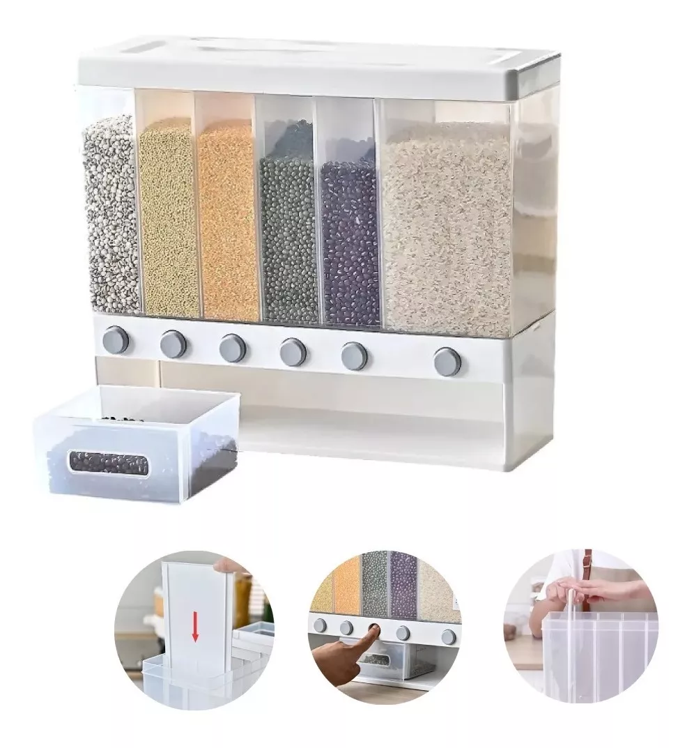 CONTENEDOR DE ALMACENAMIENTO DE CEREALES 6 EN 1 DISPENSADOR - 1