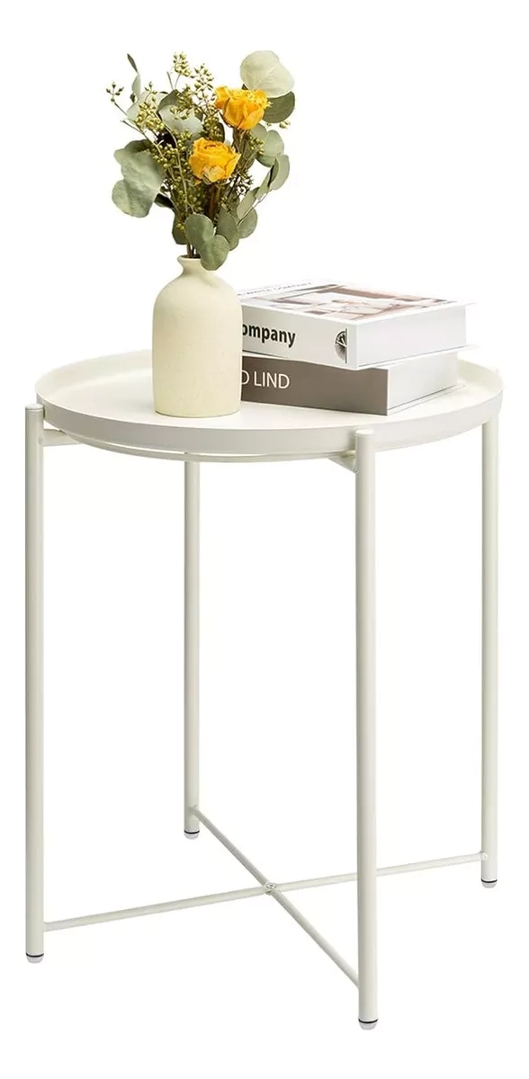 MESA LATERAL AUXILIAR METAL BLANCO 42X52CM - 1