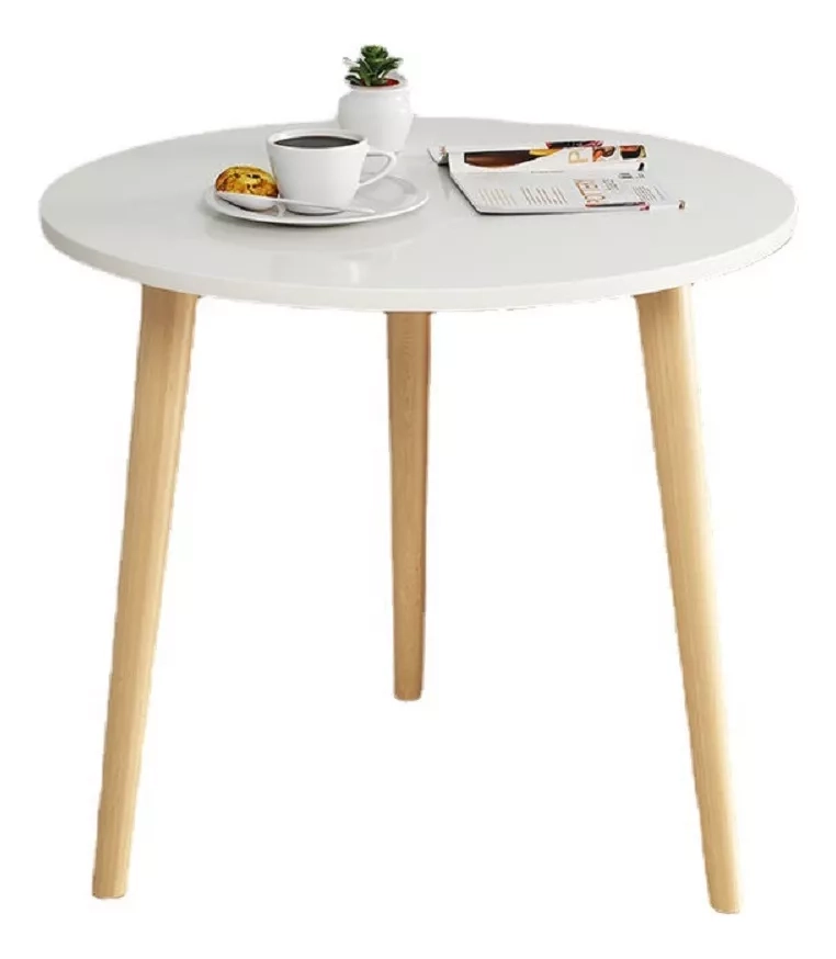 MESA CENTRO MINIMALISTA MADERA REDONDA DECORATIVA 50CM - 1