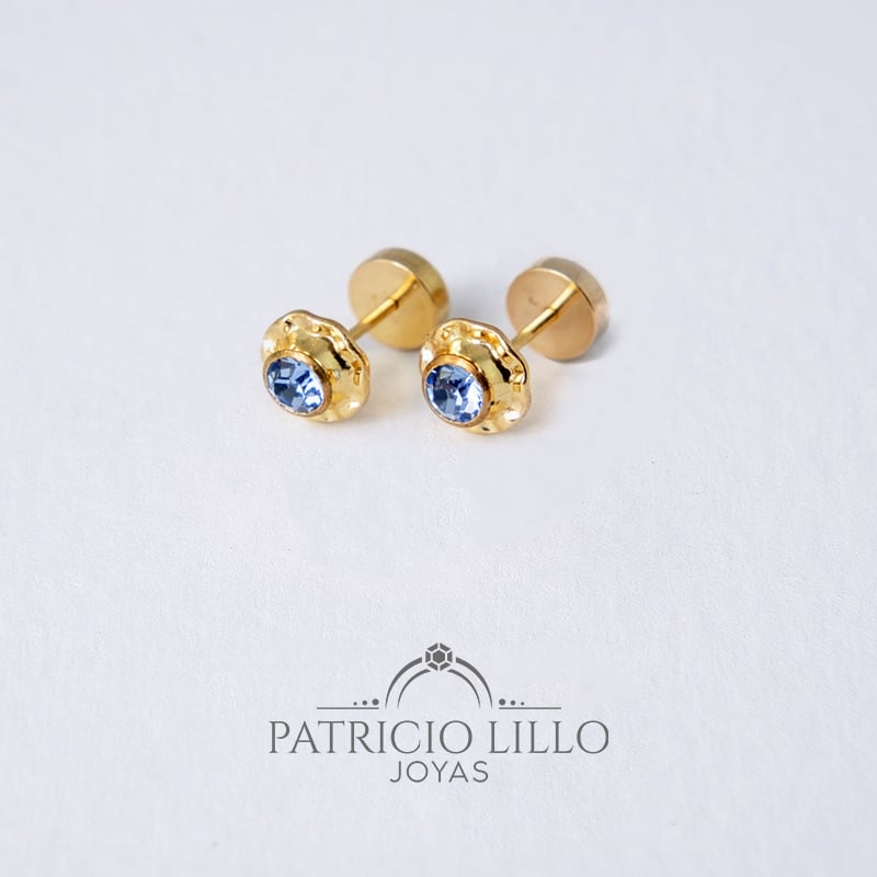 AROS ABRIDORES CON PIEDRA ROSADA EN ORO 14K POR JOYAS PATRICIO LILLO - 1