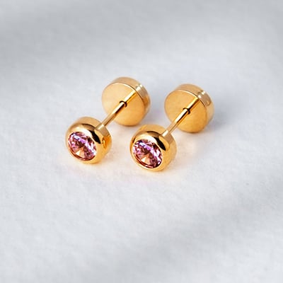 AROS ABRIDORES BOTON ROSA EN ORO 18K POR JOYAS PATRICIO LILLO - 1