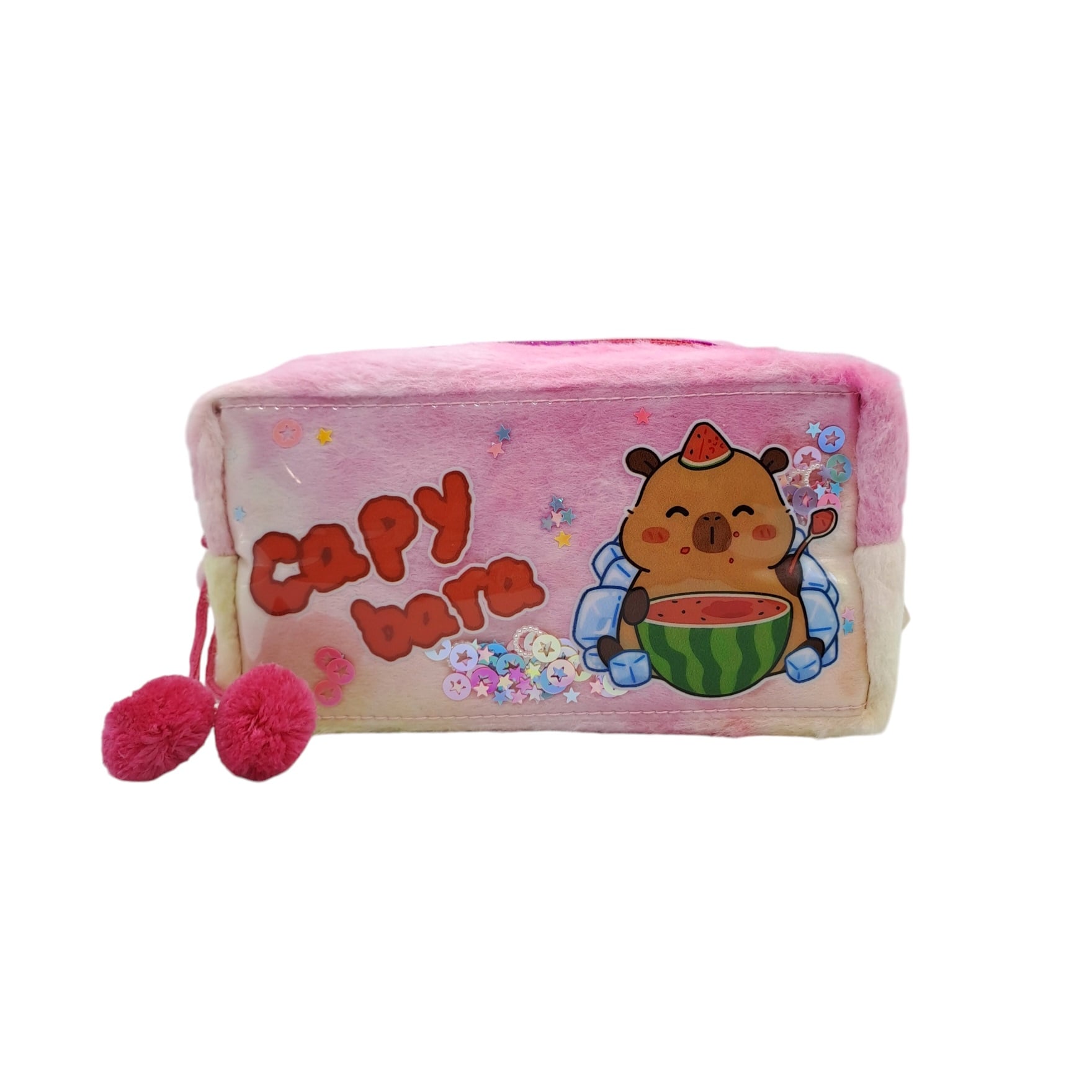 ESTUCHE DE FELPA PARA LAPICES DISEÑO CAPIBARA COLOR ROSADO - 1
