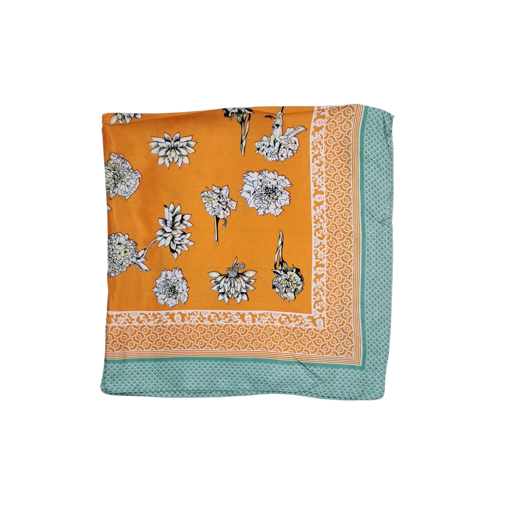 PAÑUELO SATINADO MUJER COLOR NARANJA Y VERDE AGUA 60 X 60 CMS - 2