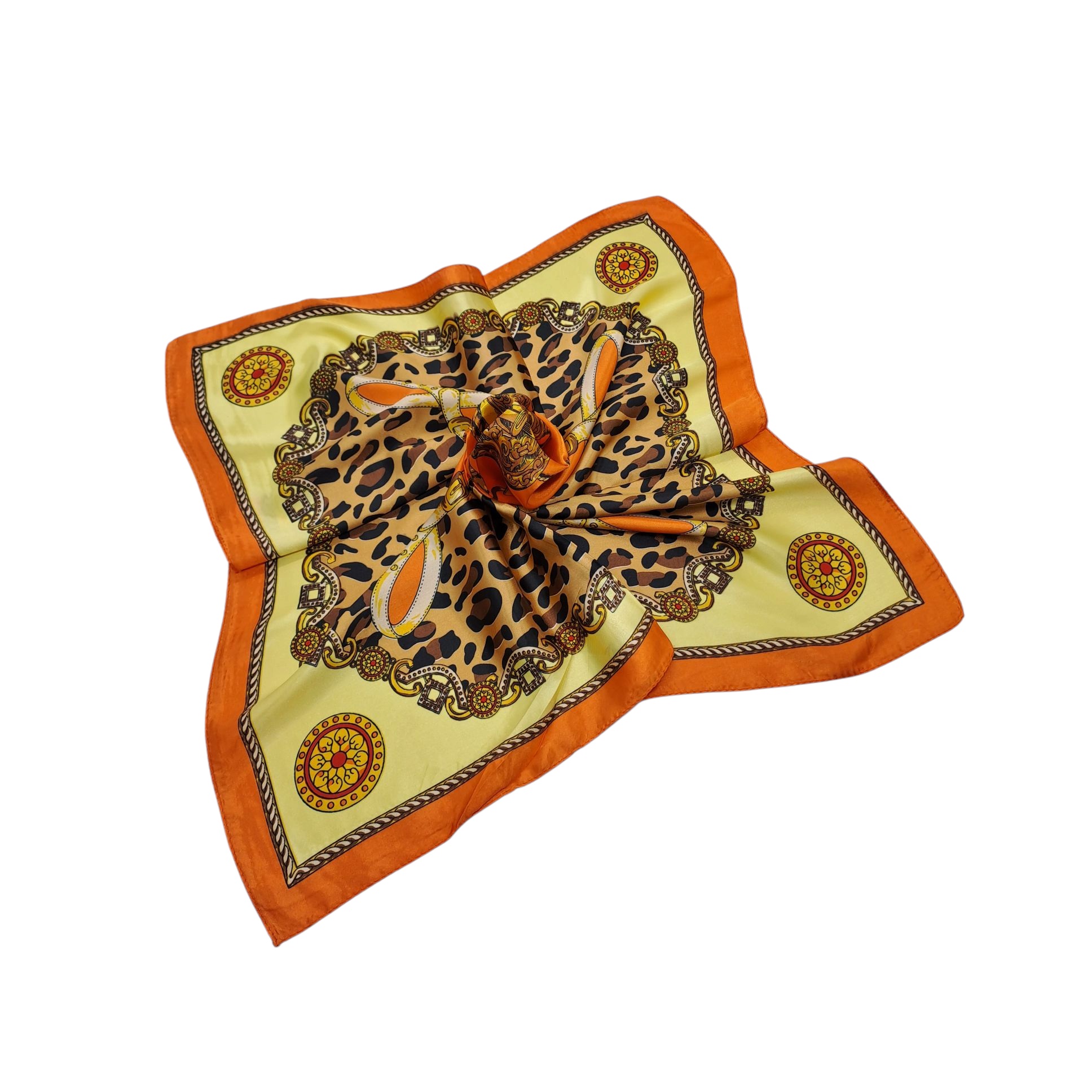 PAÑUELO SATINADO MUJER ESTAMPADO ANIMAL PRINT NARANJA 60 X 60 CMS - 1