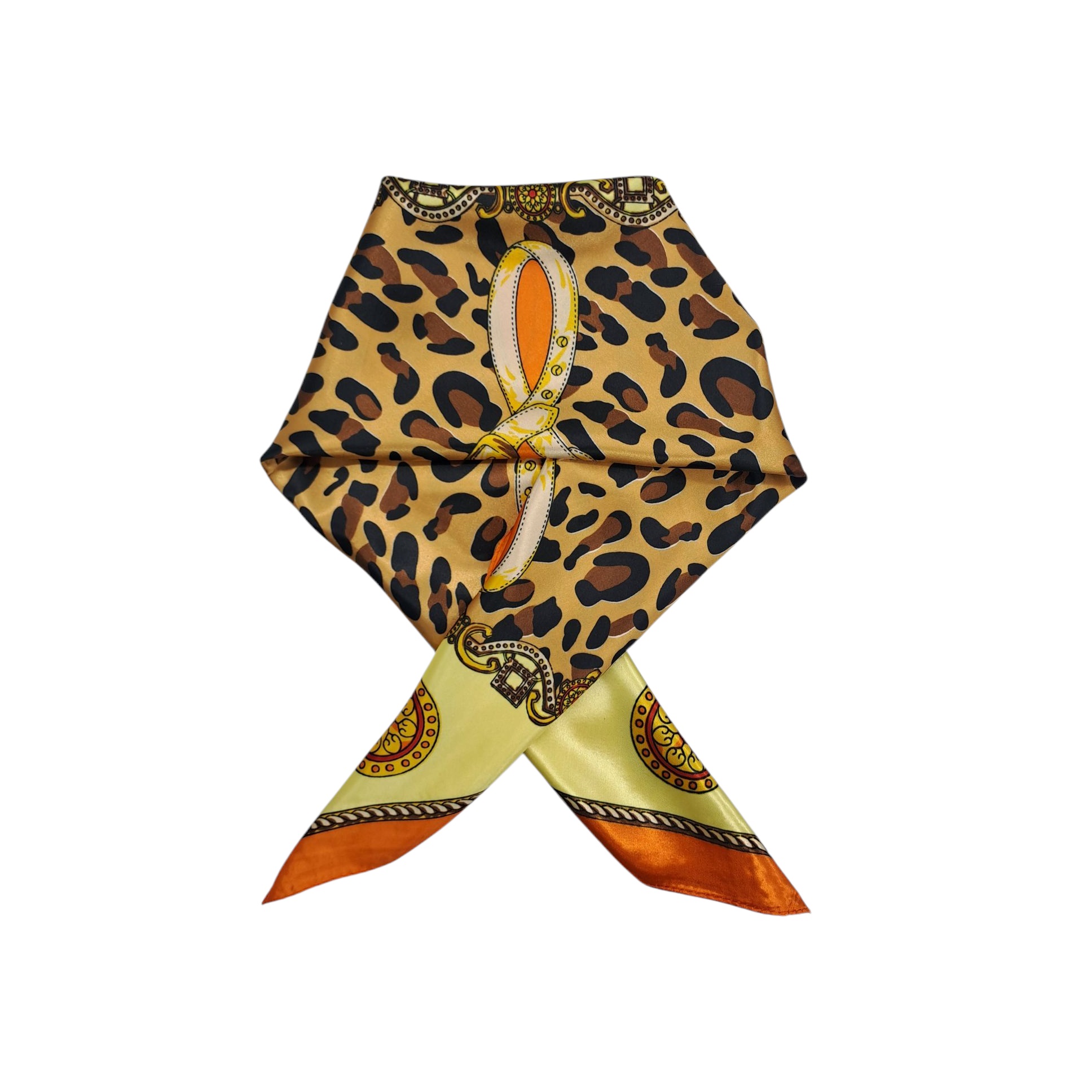 PAÑUELO SATINADO MUJER ESTAMPADO ANIMAL PRINT NARANJA 60 X 60 CMS - 2