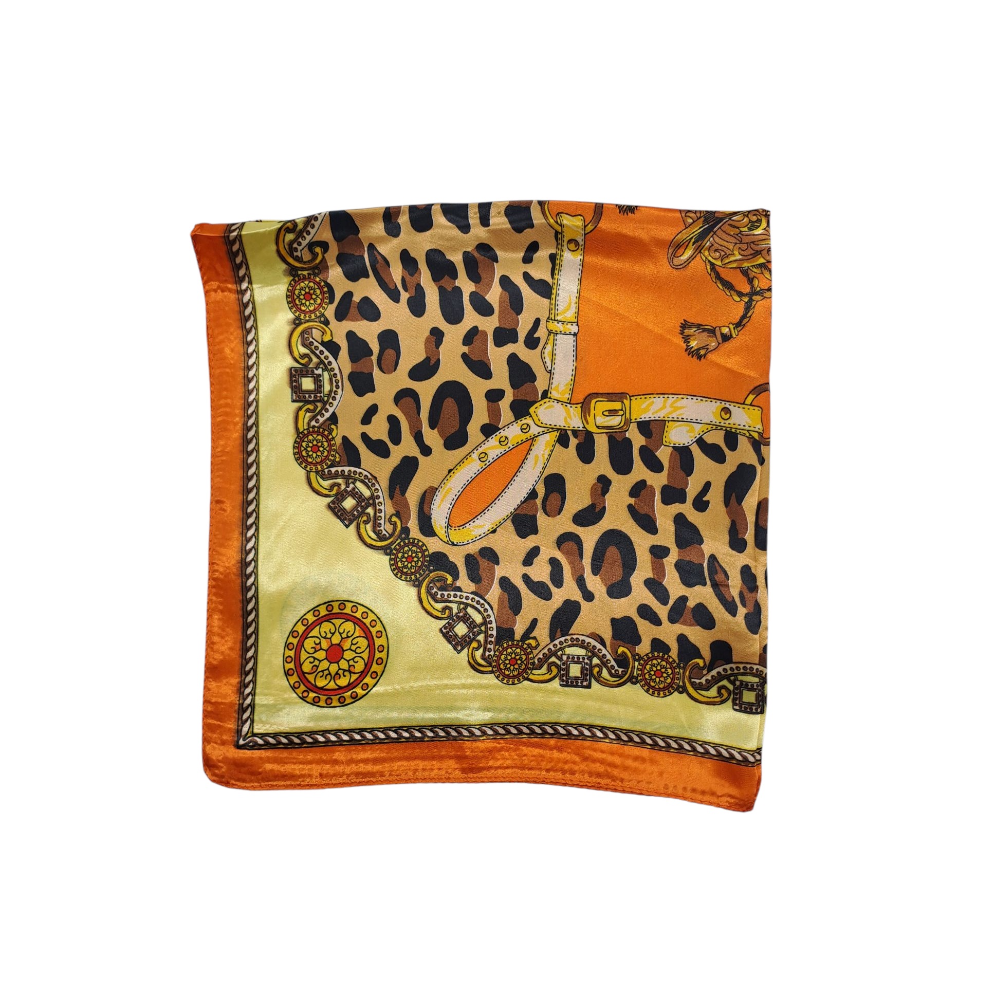 PAÑUELO SATINADO MUJER ESTAMPADO ANIMAL PRINT NARANJA 60 X 60 CMS - 3