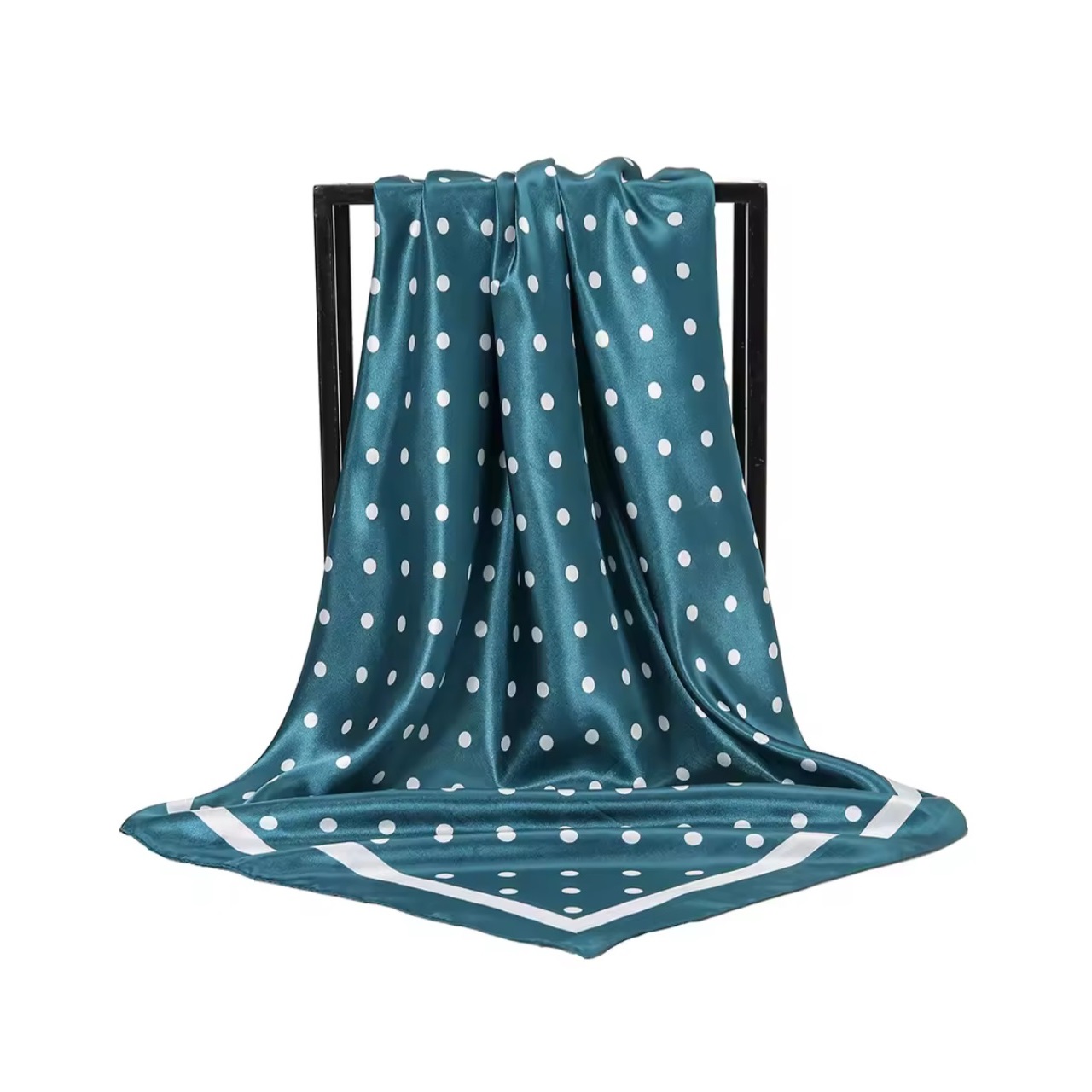 PAÑUELO SATINADO MUJER COLOR VERDE DISEÑO LUNARES 70 X 70 CMS - 1