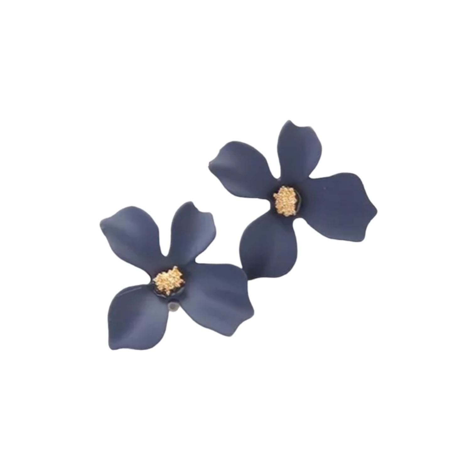 AROS PENDIENTES DISEÑO FLOR COLOR AZUL - 1