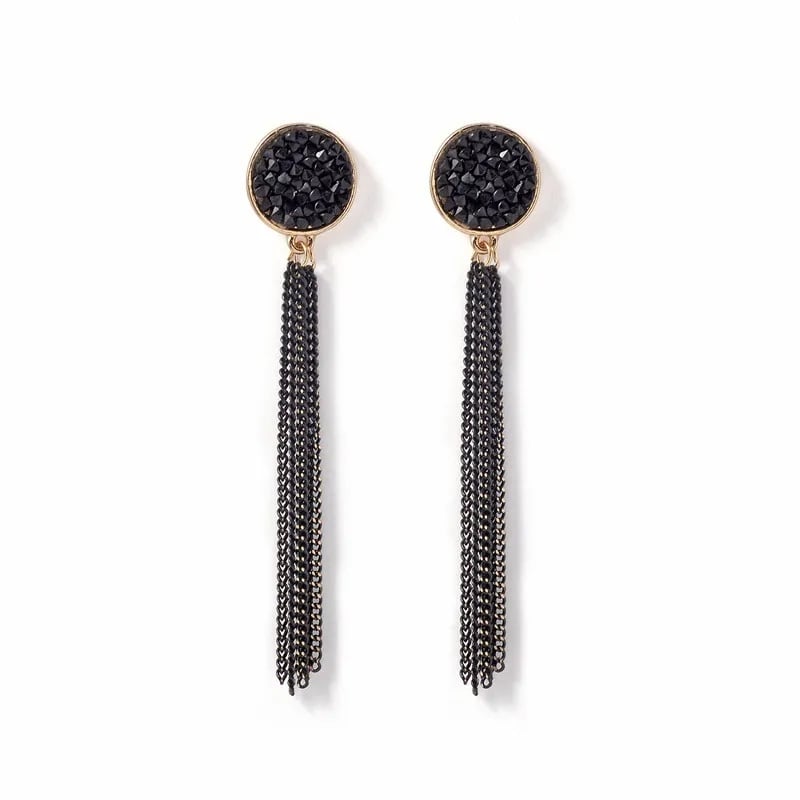AROS PENDIENTES COLGANTES BOHO COLOR EN COLOR NEGRO - 1