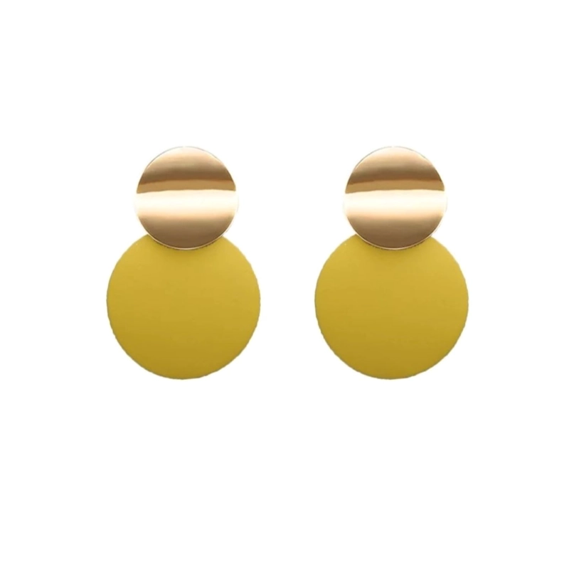 AROS PENDIENTES DISEÑO CIRCULAR EN COLOR AMARILLO - 1