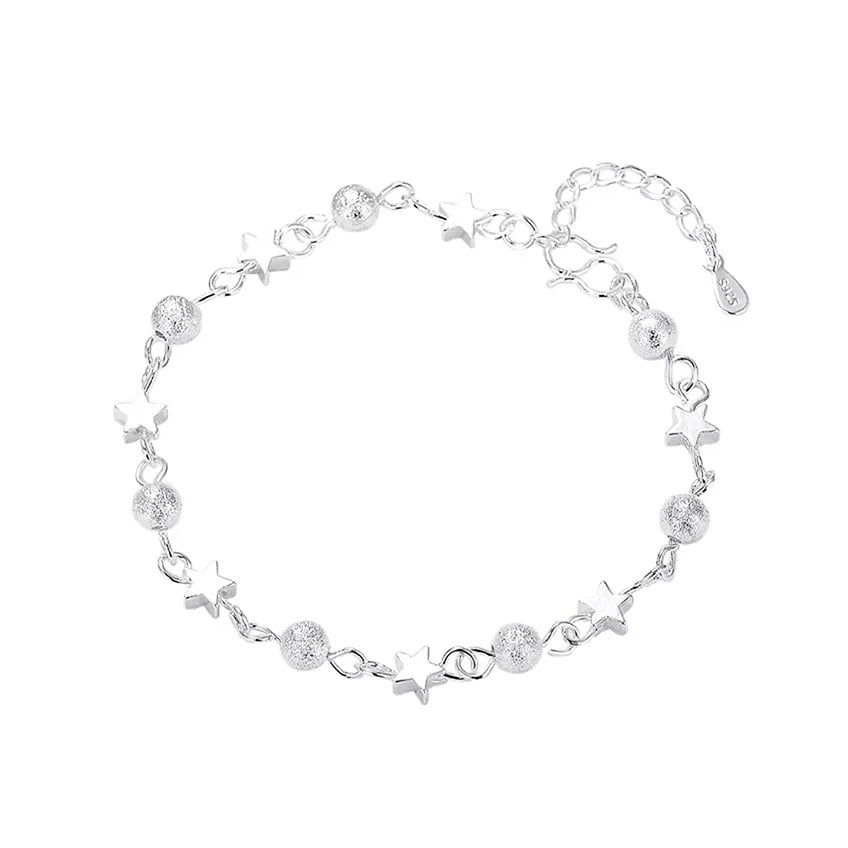 PULSERA ESTRELLAS Y ABALORIOS CIRCULARES PLATA 925 - 1