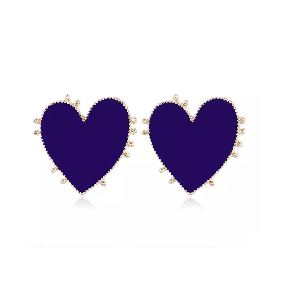 AROS PENDIENTES DISEÑO CORAZÓN AZUL ESMALTADO - 1