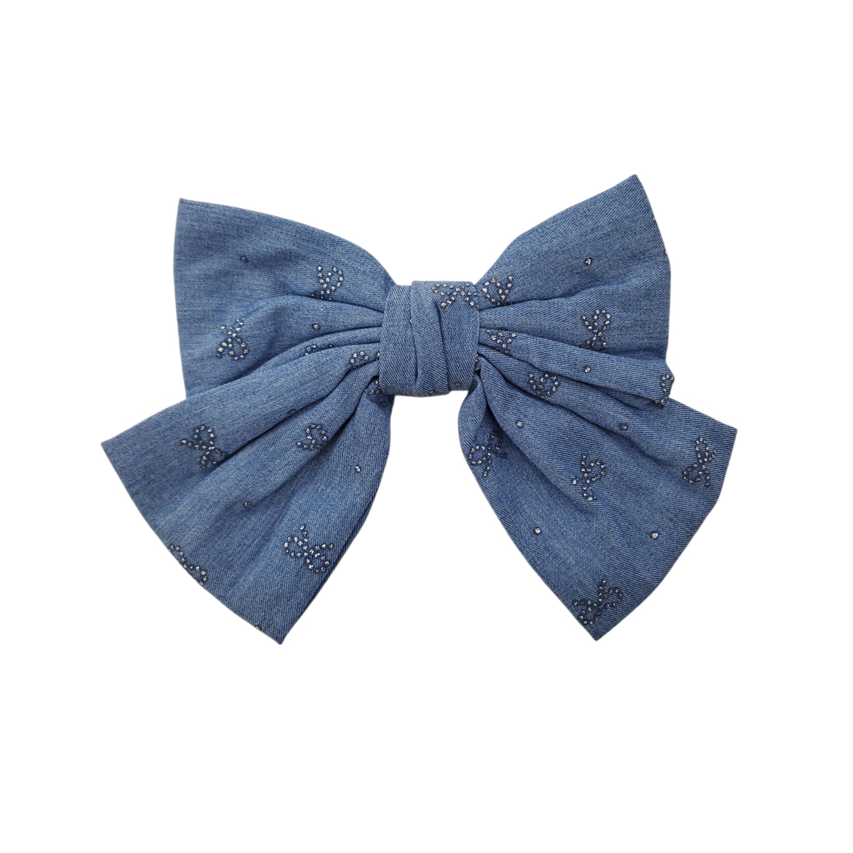 LAZO PARA EL CABELLO ACCESORIO DE MODA COQUETTE COLOR CELESTE CON BRILLOS - 1