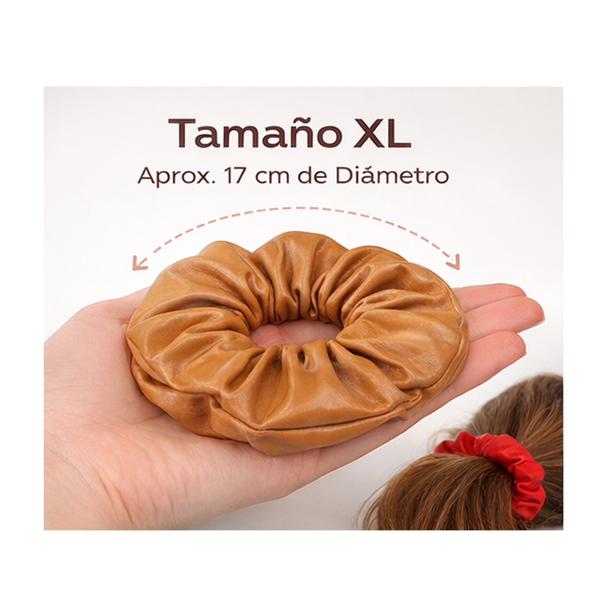 PACK 2 SCRUNCHIES COLETS ECOCUERO PREMIUN 17 CM ELASTICOS SUAVES - 4