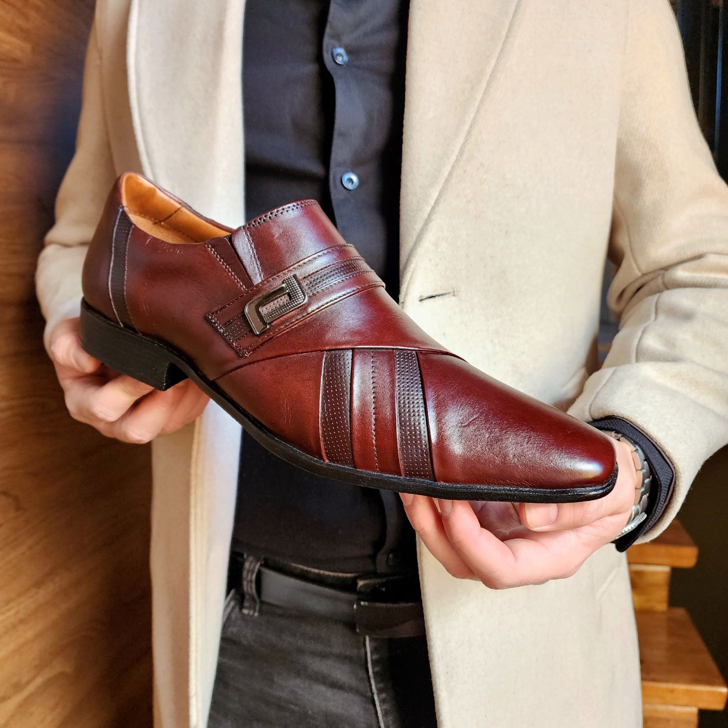 ZAPATO FORMAL DE CUERO HOMBRE LEVURETT MARRON 12023M - 2