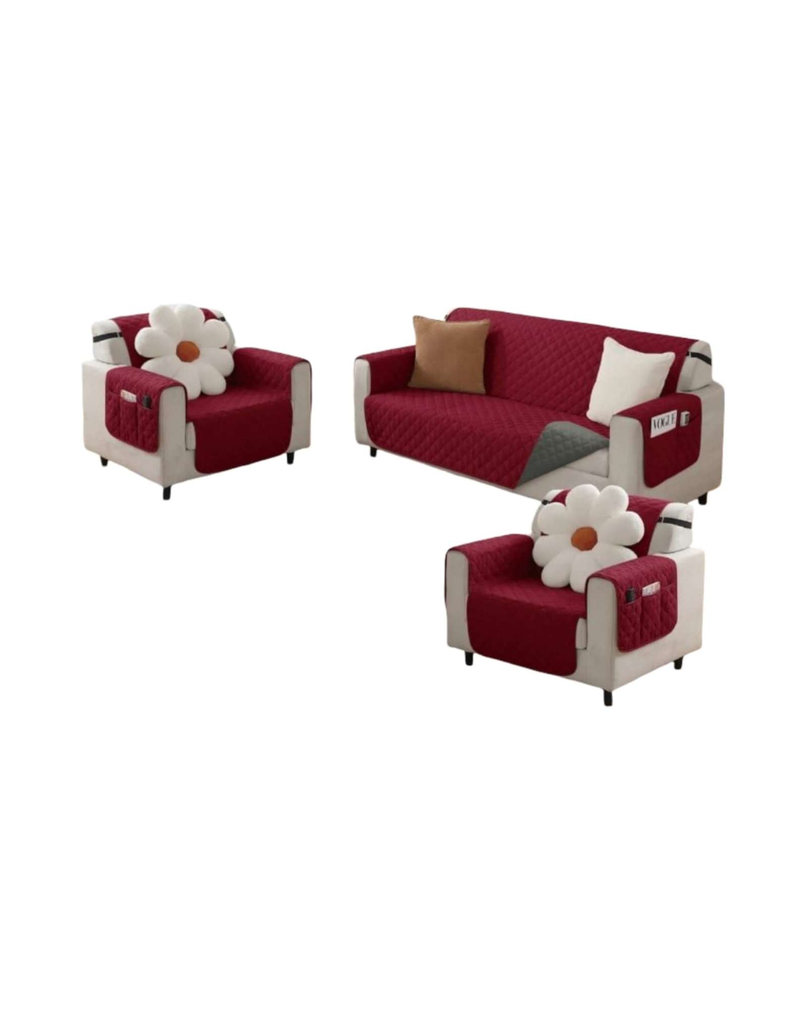 JUEGOS 3+1+1 DE CUBRE SILLON REVERSIBLES CON BOLSAS - 3