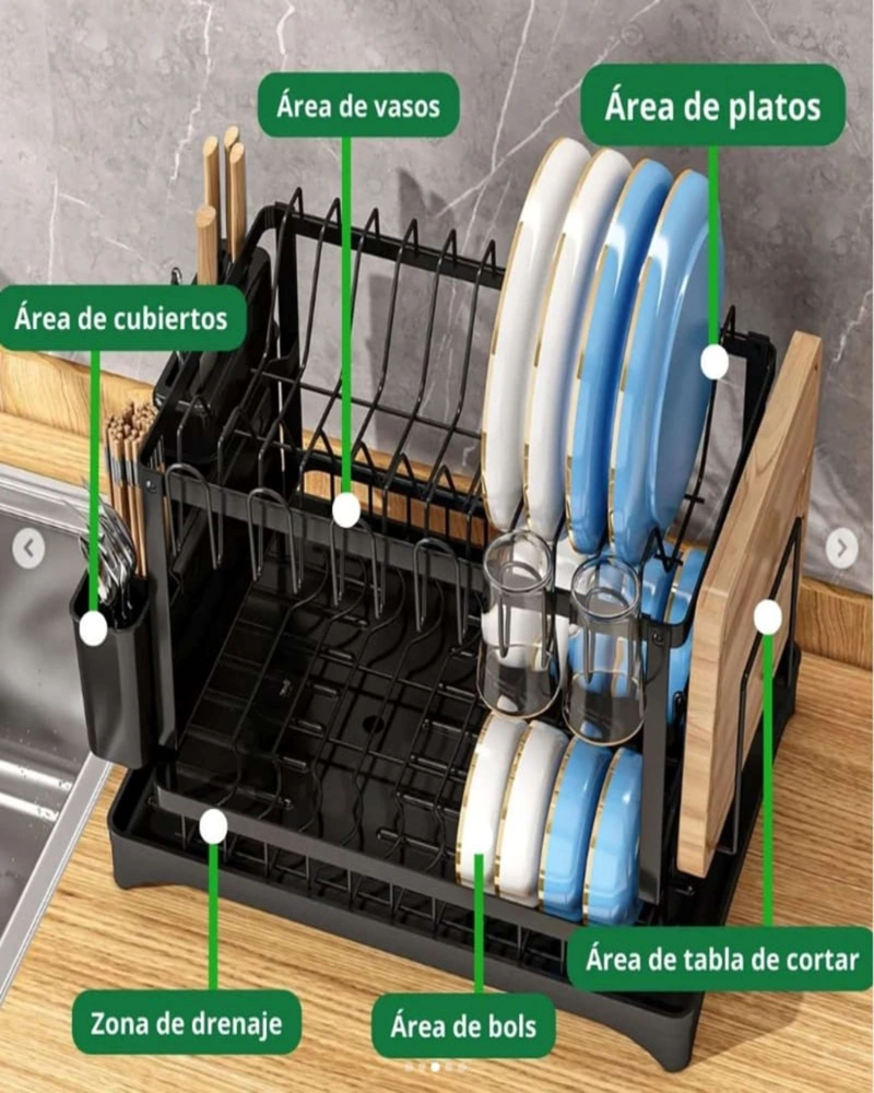 ESCURRIDOR DE PLATOS 2 NIVELES SECAPLATOS MULTIFUNCIONAL - 3
