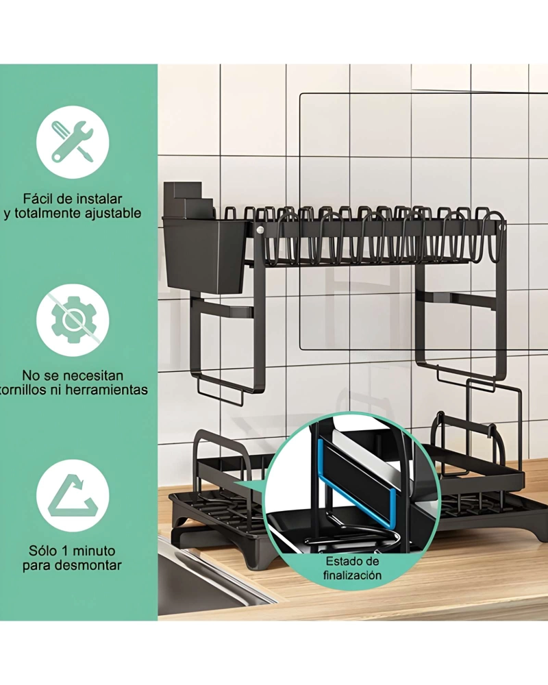 ESCURRIDOR DE PLATOS 2 NIVELES SECAPLATOS MULTIFUNCIONAL - 5
