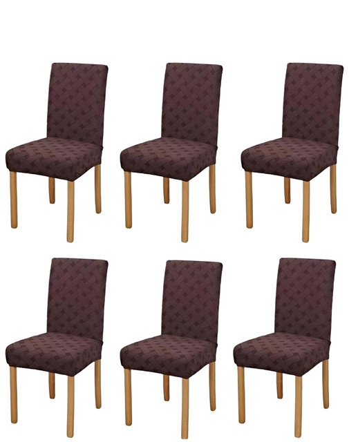 PACK 6 FUNDAS DE SILLAS DE COMEDOR DISEÑO TEXTURIZADO CAFÉ - 2