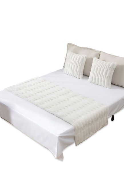 JUEGO DE PIECERA DE CAMA CON 2 FUNDAS MODELO BAMBÚ BLANCO - 2
