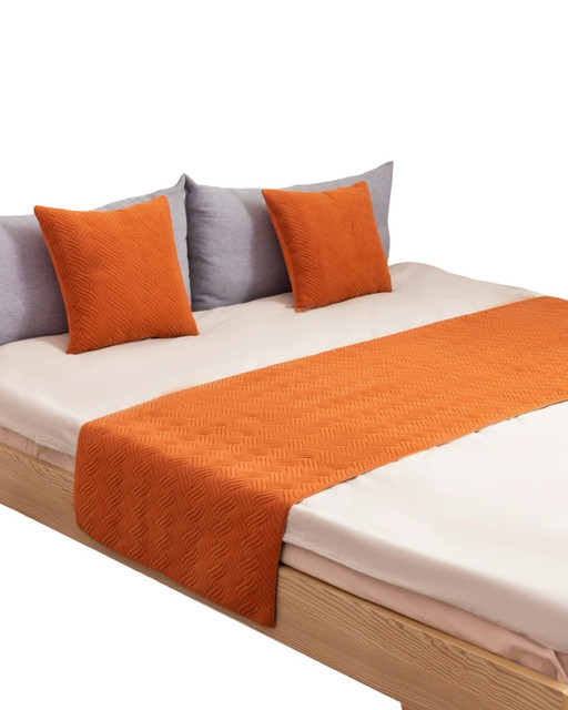 PIECERA DE CAMA DECORATIVA MODELO PLUSH NARANJA - 3