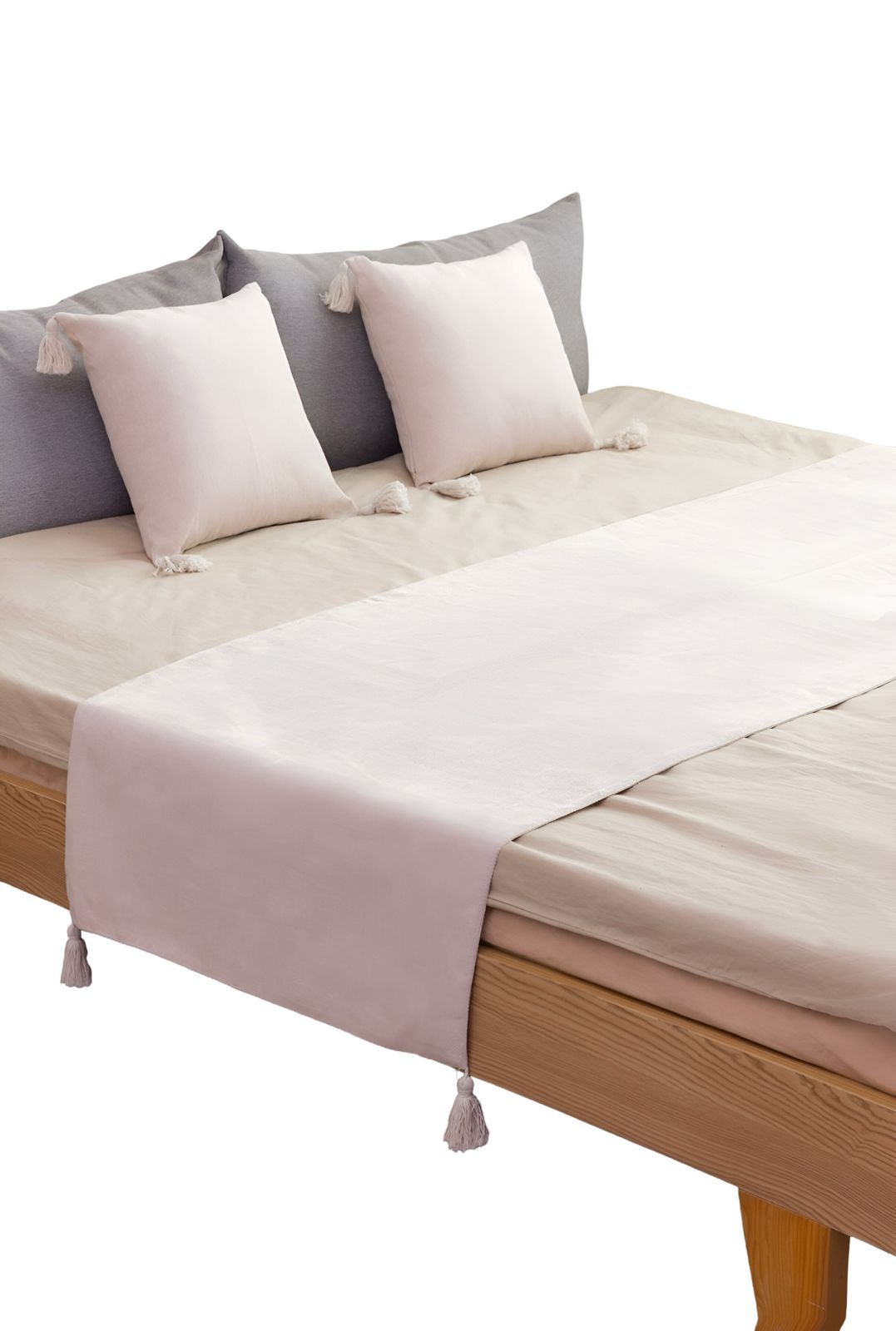 JUEGO DE PIECERA DE CAMA MAS 2 COJIN CON FUNDAS MODELO PLUSH BLANCA - 2