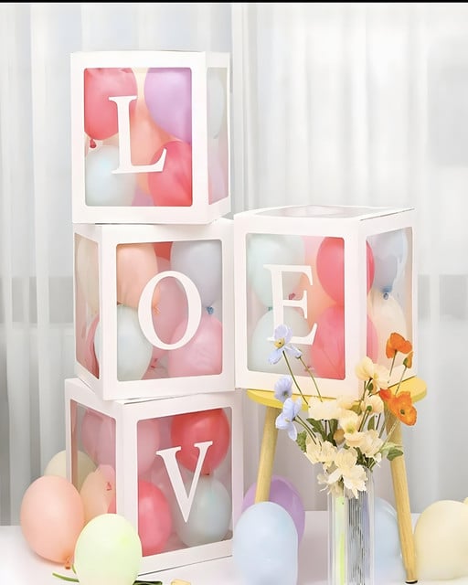 CAJA CON DECORACION LOVE SAN VALENTIN BLANCA - 1
