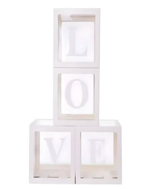 CAJA CON DECORACION LOVE SAN VALENTIN BLANCA - 3