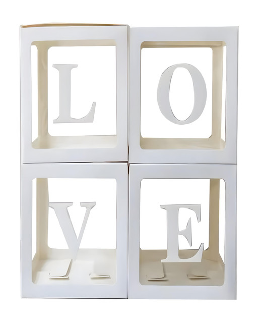 CAJA CON DECORACION LOVE SAN VALENTIN BLANCA - 6
