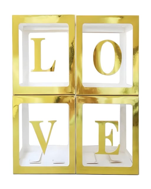 CAJA DE DECORACION LOVE SAN VALENTIN DORADO - 2