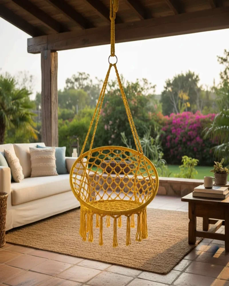 HAMACA SILLA COLGANTE REFORZADA PARA INTERIOR Y EXTERIOR SIN COJINES - 1