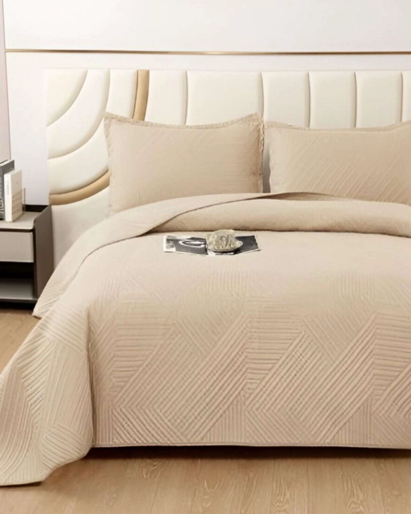 COBERTOR DE LUJO QUILT VERANO KING - SUPER KING BEIGE - 3