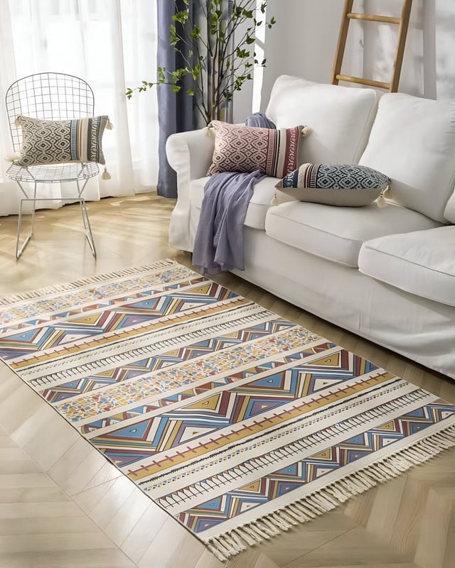 ALFOMBRA DE LINO RESISTENTE 160 X 200 CON FLECOS - 2