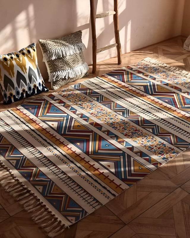 ALFOMBRA DE LINO RESISTENTE 160 X 200 CON FLECOS - 3