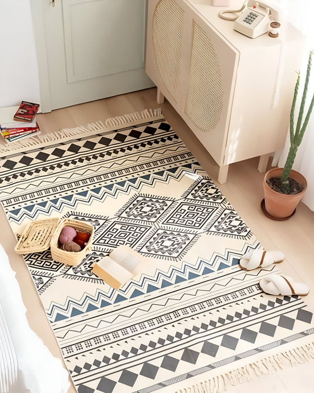 ALFOMBRA DE LINO RESISTENTE 160 X 200 CON FLECOS - 3