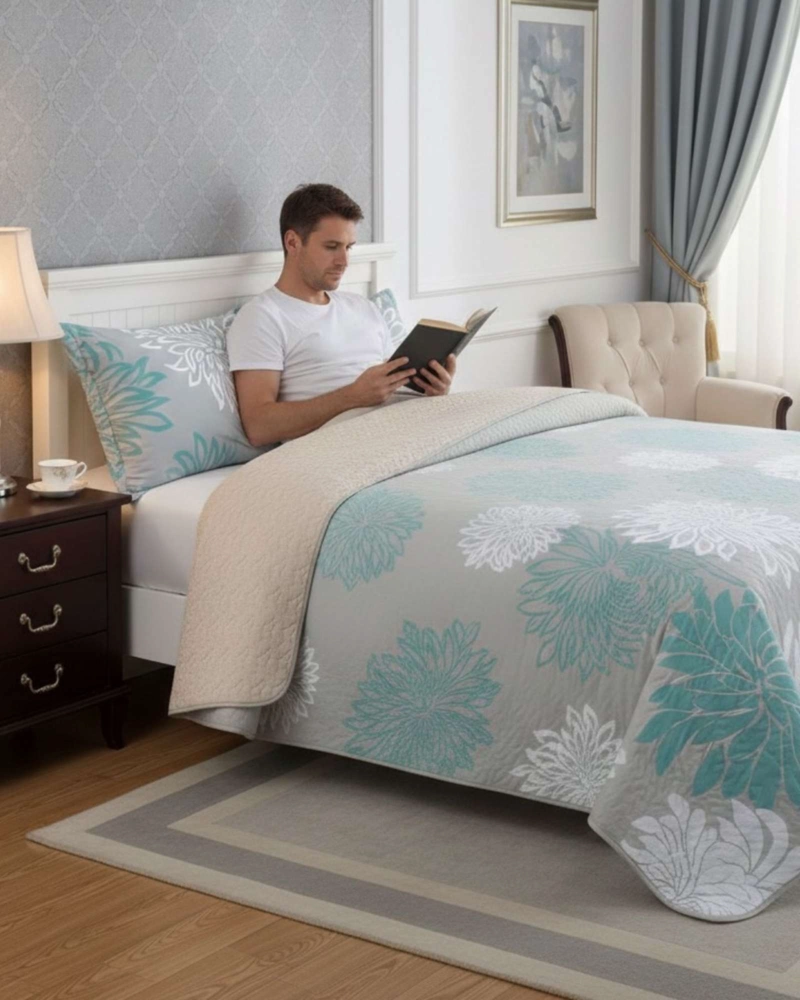 COBERTOR COLCHA QUILT SHERPA KING MEDIDA 250X270 CM - 2