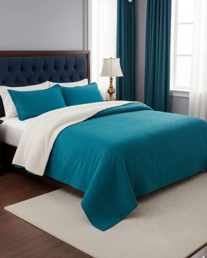 COBERTOR COLCHA QUILT SHERPA KING MEDIDA 250X270 CM - 4