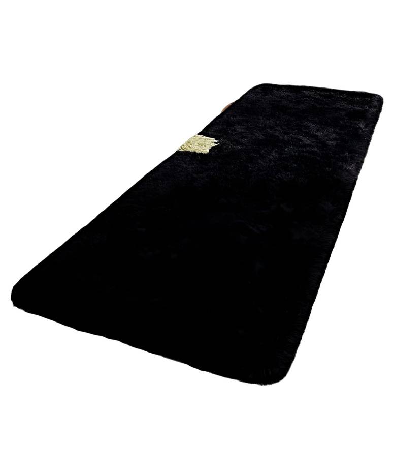 JUEGO POR 2 ALFOMBRA PASILLERA PELUDA LIVIANA 70X150 ULTRA SUAVE NEGRO - 2
