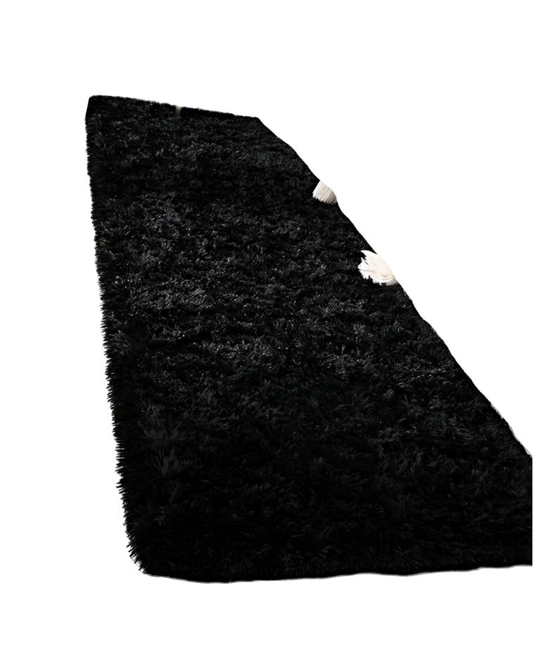 JUEGO POR 2 ALFOMBRA PASILLERA PELUDA LIVIANA 70X150 ULTRA SUAVE NEGRO - 4