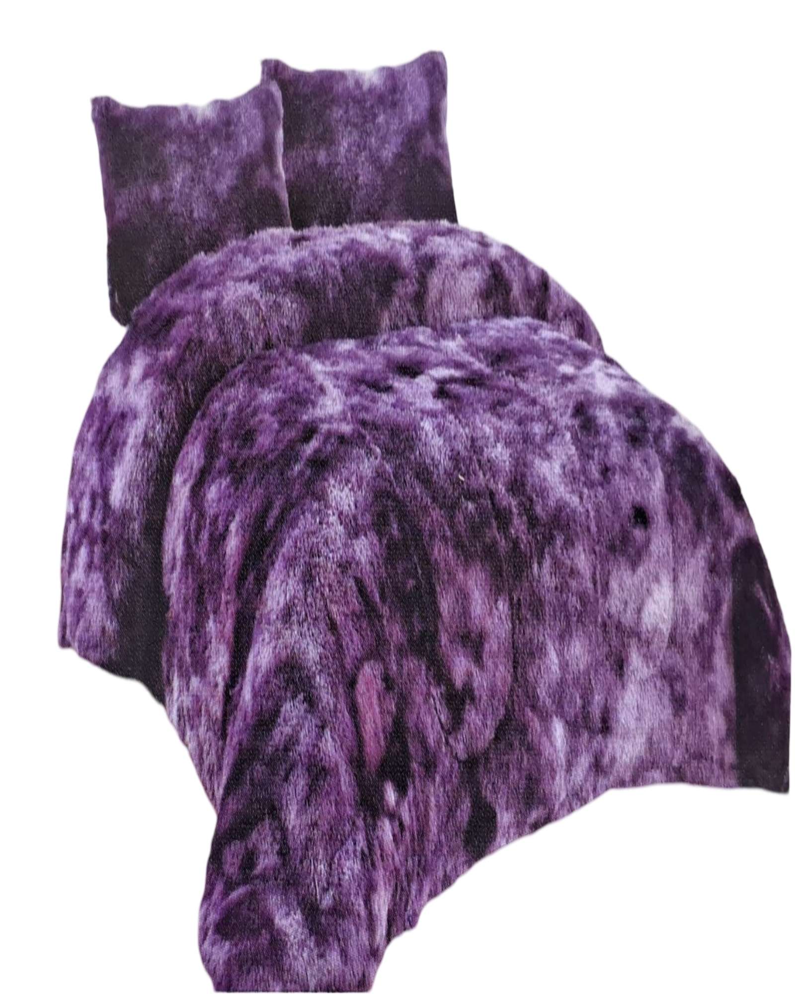CUBRECAMA PELUDO 2 PLAZAS MORADO JASPEADO - 1