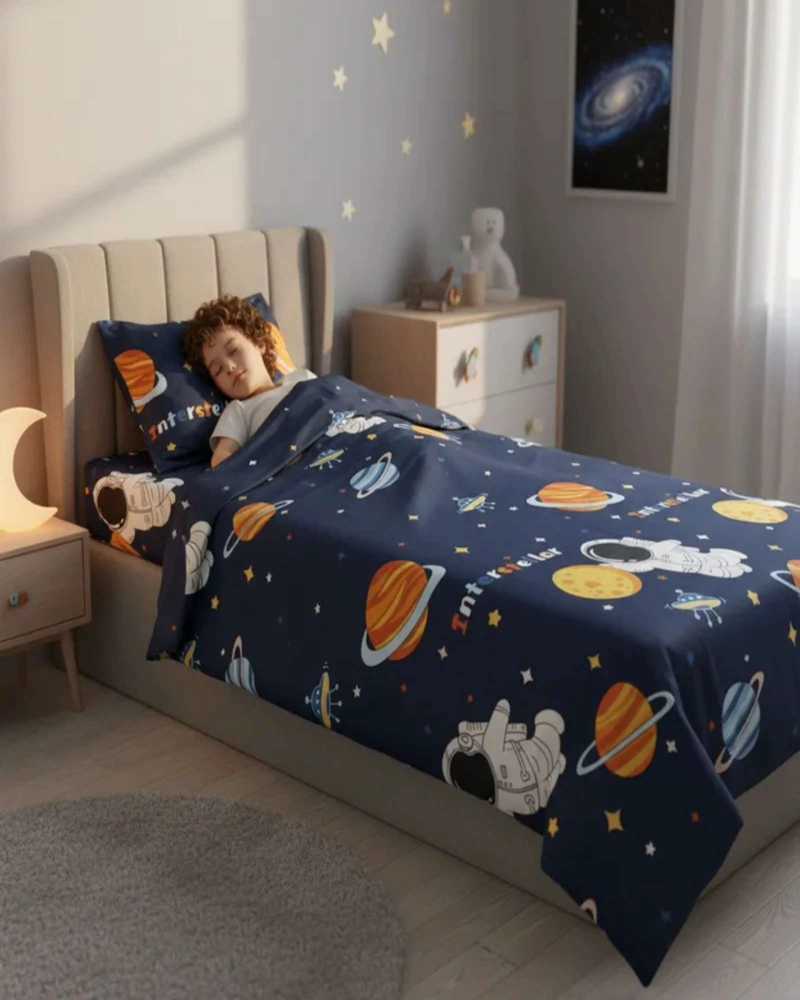 JUEGO DE SABANAS PLAZA Y MEDIA INFANTIL NIÑA NIÑO ASTRONAUTA - 1