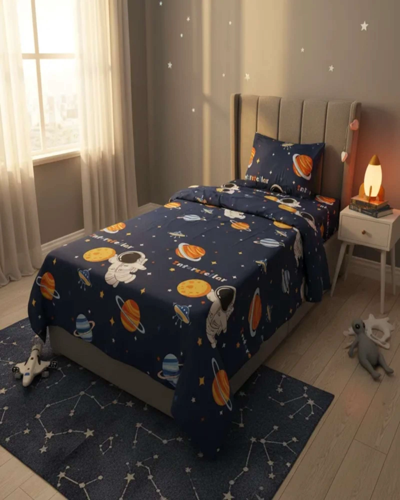 JUEGO DE SABANAS PLAZA Y MEDIA INFANTIL NIÑA NIÑO ASTRONAUTA - 2